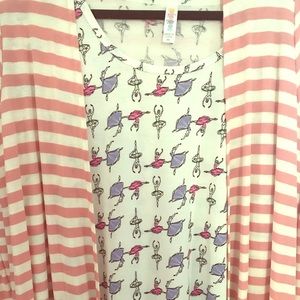 Large LuLaroe pink and white striped Sarah